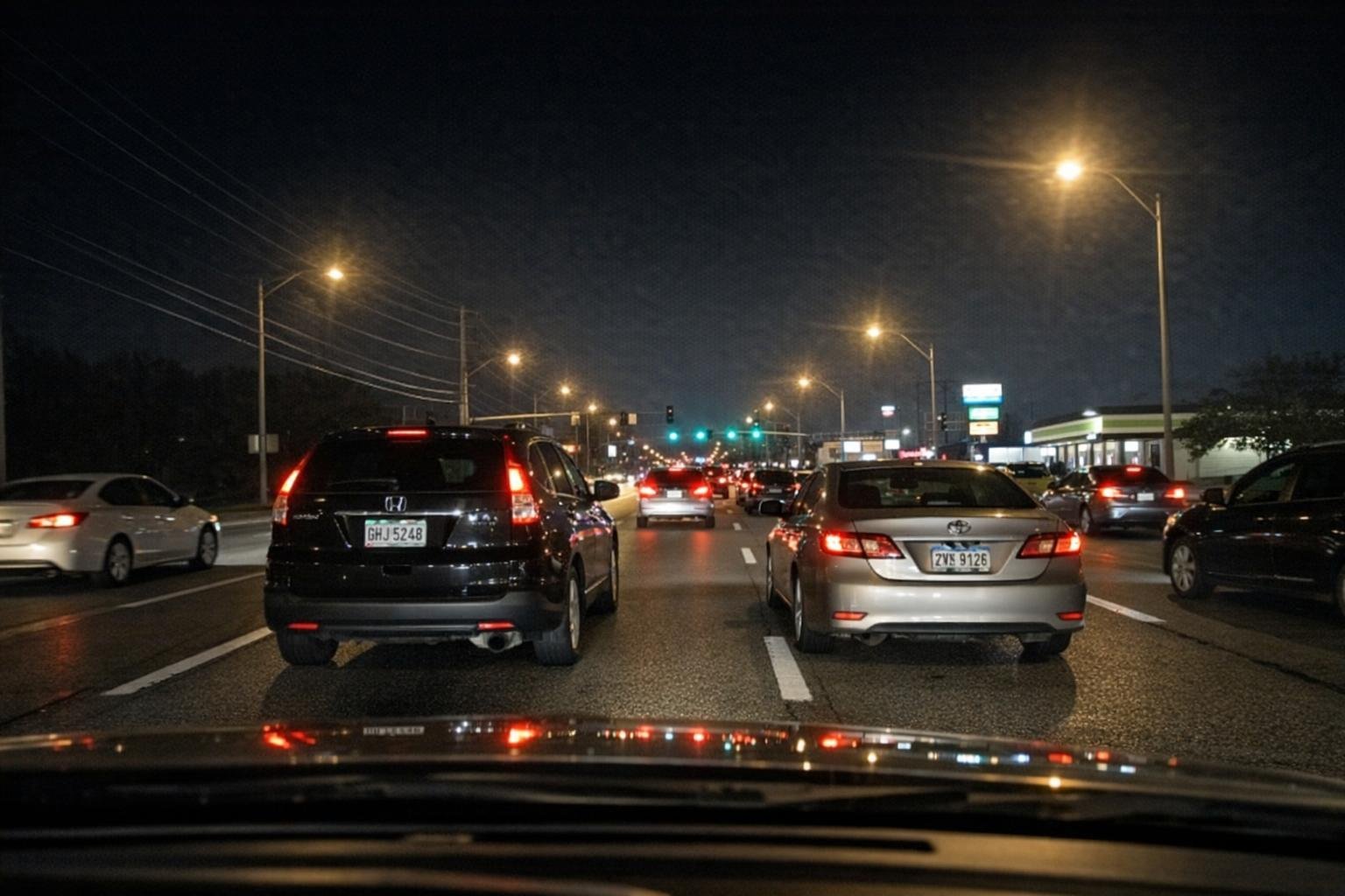 Gece sürüş kaydından örnek görüntü