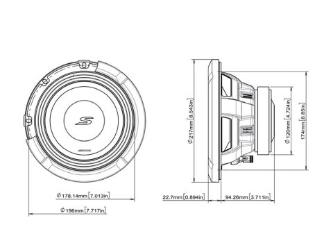 Alpine S2-W8D4 S-Serisi Subwoofer (20cm)