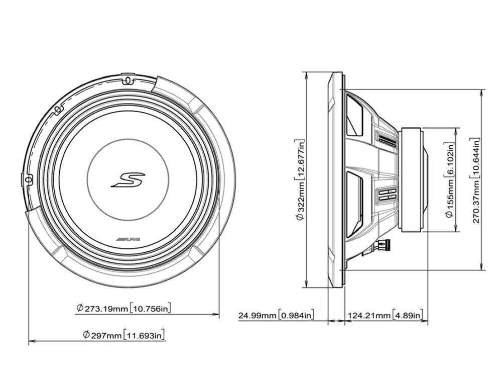 Alpine S2-W12D4 S-Serisi Çift 4 Ohm Subwoofer (30cm)