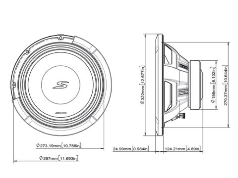Alpine S2-W12D4 S-Serisi Çift 4 Ohm Subwoofer (30cm)