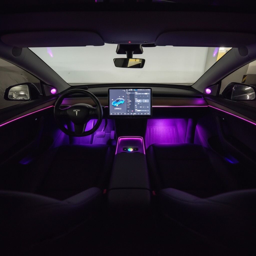 Tesla Model Y Ambiyans Aydınlatma Seti (2020-2024) 64 Renk İç Mekan Işık Paketi Montaj Dahil