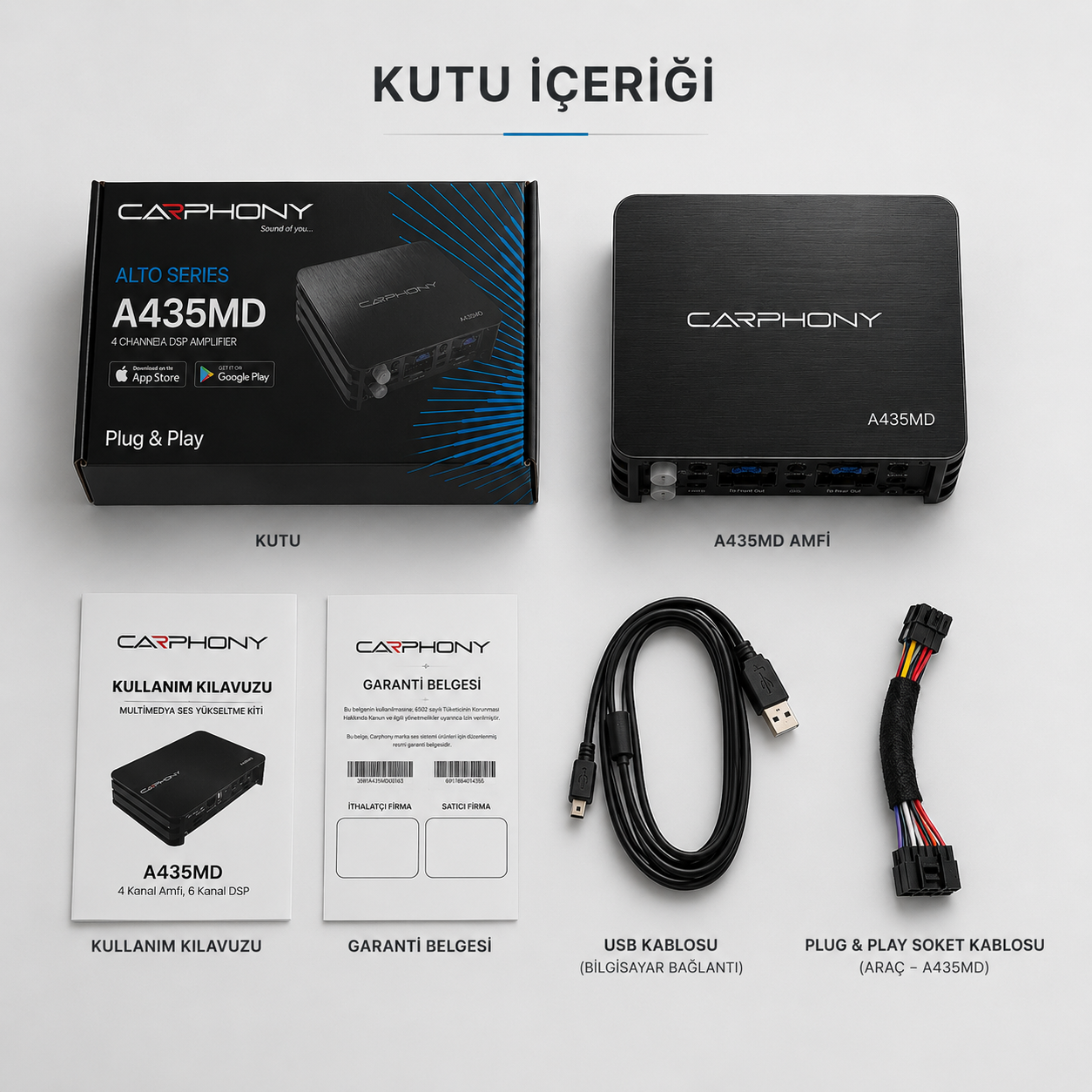 Carphony A435MD Plug & Play DSP Amfi – Android Multimedya Ses Yükseltici