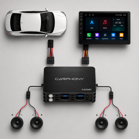 Carphony A435MD Plug & Play DSP Amfi – Android Multimedya Ses Yükseltici