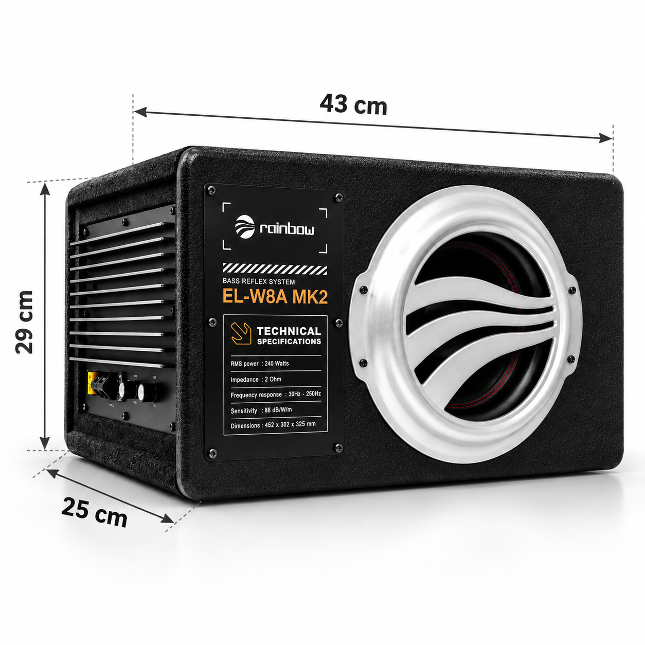 Rainbow EL-W8A MK2 20 cm 150W RMS Aktif Kabinli Subwoofer