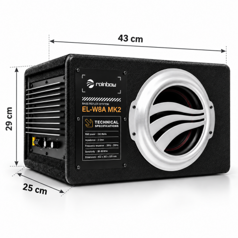 Rainbow EL-W8A MK2 20 cm 150W RMS Aktif Kabinli Subwoofer