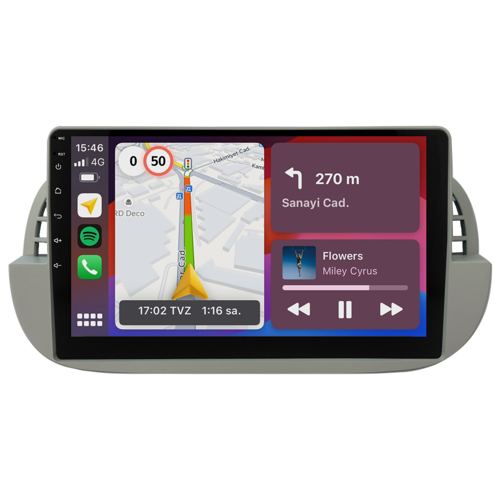 Fiat 500 Multimedya Sistemi Beyaz Çerçeve (2008-2014) CRV-4652XPW