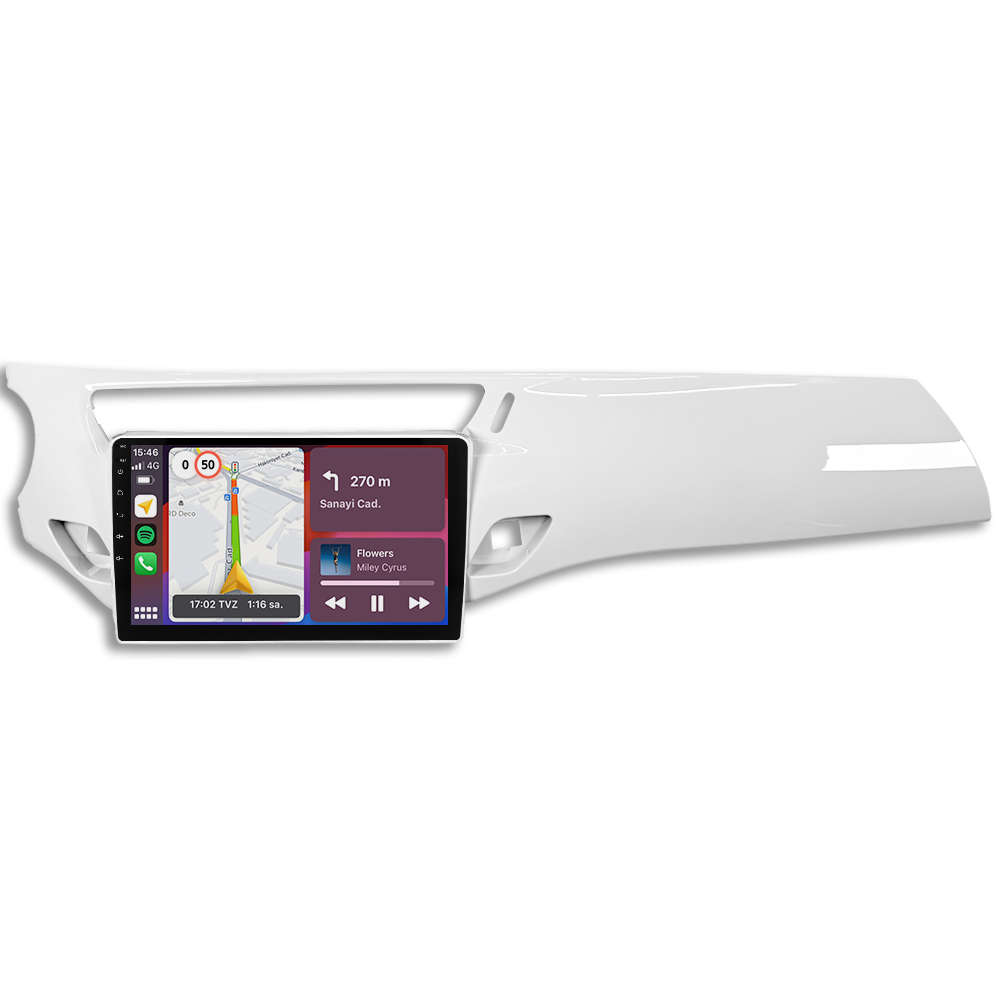 Citroen C3 Android Multimedya Sistemi (2010-2015) CRV4968XP Piano White Çerçeve