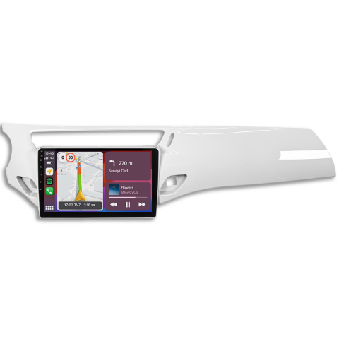 Citroen C3 Android Multimedya Sistemi (2010-2015) CRV4968XP Piano White Çerçeve